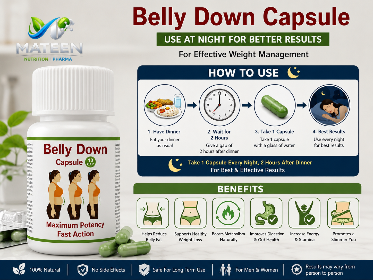 Belly Down – Natural Herbal Fat Burner for Flat Belly
