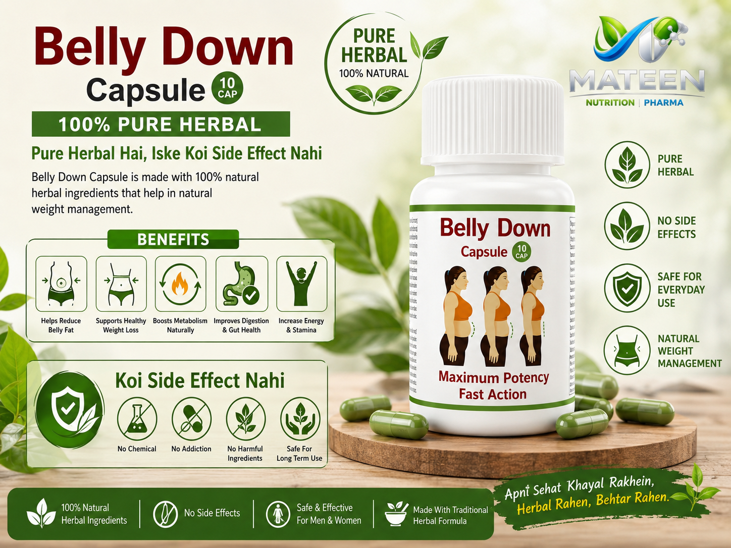 Belly Down – Natural Herbal Fat Burner for Flat Belly